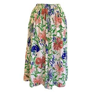 Vintage Key West Fashions Floral Lily Print Pocketed Skirt, Size L